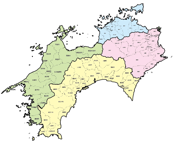 四国エリア店対応可能地域マップ